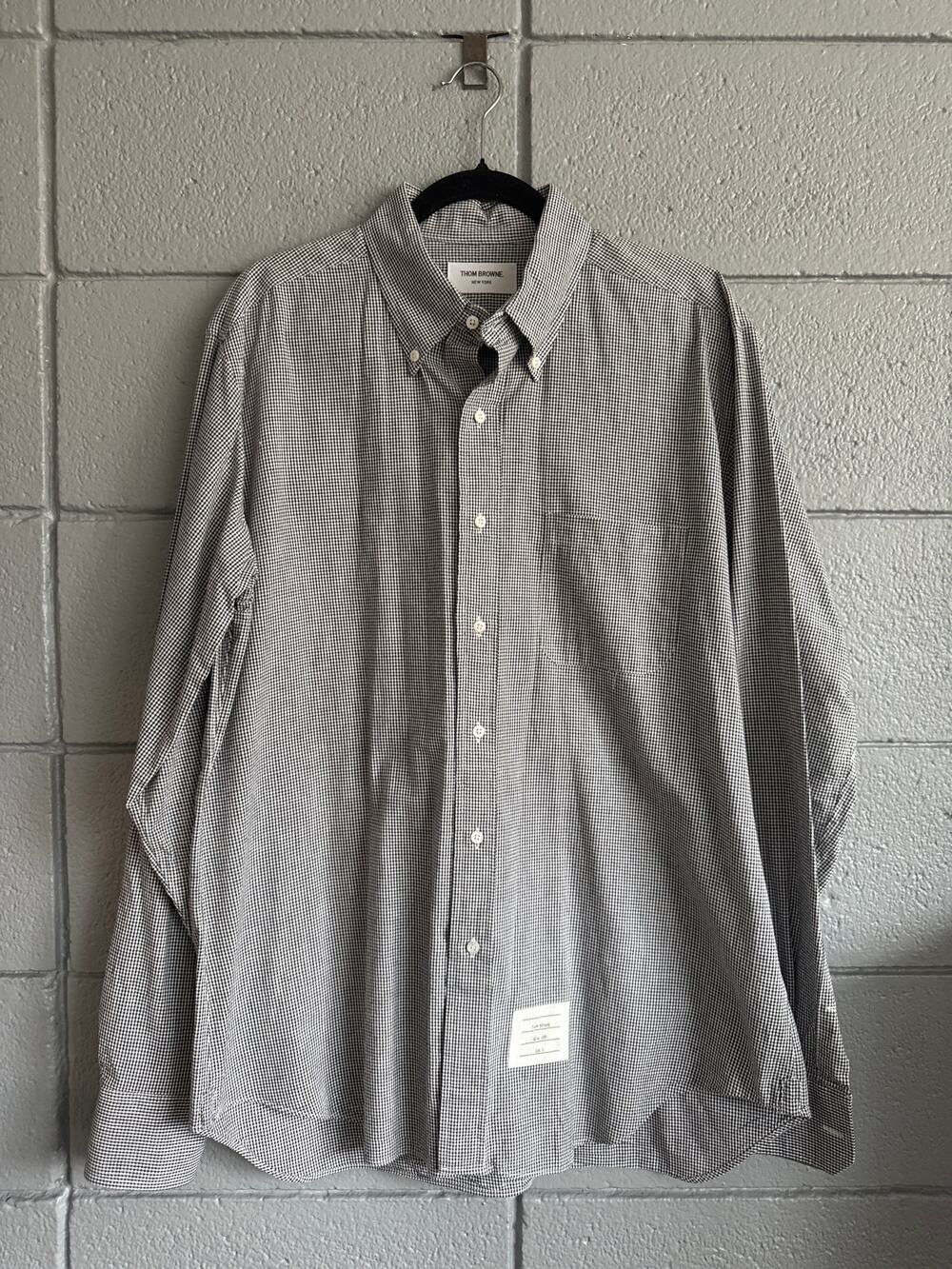 Thom Browne New York Micro Plaid Button Front Shirt size 5